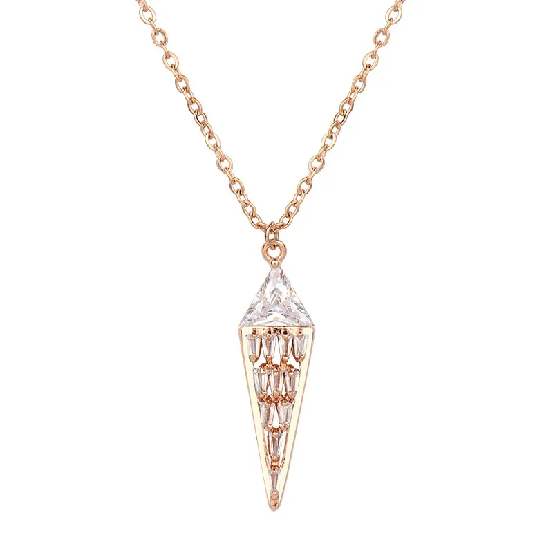 

Sweet Ice Cream Zirconia Titanium Steel Necklace Women's Pendant Triangle Rhinestone Geometric Necklace
