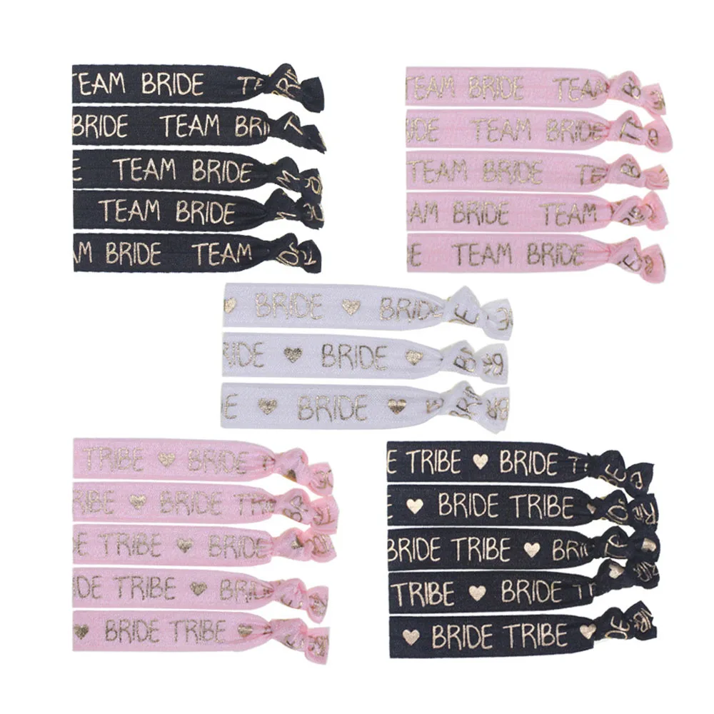 

Bachelorette Hair Ties White Pink Black Wedding Bridal Shower Party Favors Team Bride Bride Tribe Hair Tie Gifts