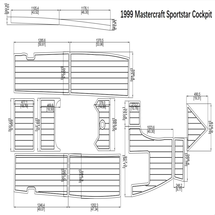 

1999 Mastercraft Sportstar Cockpit Pad Boat EVA Faux Teak Decking Floor 1/4" 6mm