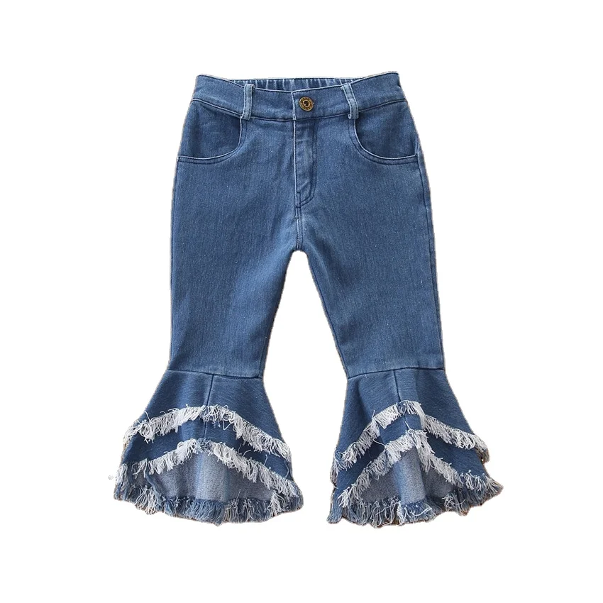 

2020 ins is a collection of girls bottoms with tassel jeans kids bell bottom pants for wholesale, As pic shows, we can according to your request also