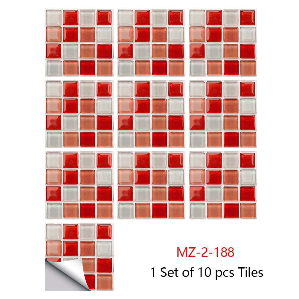 

10pcs 30cm Flat Mosaic Crystal Hard Film Tile Sticker Living Room Decoration Wall Stickers Peel & Stick Removable PVC Wallpaper