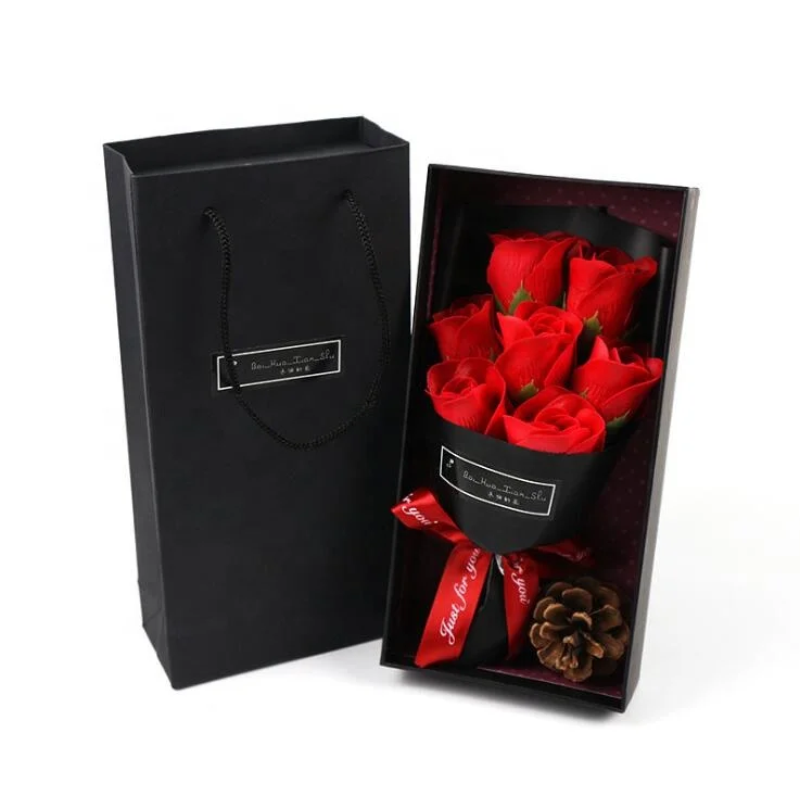 

QSLH-W073 2020 Hot sale valentines gift box artificial flower soap rose
