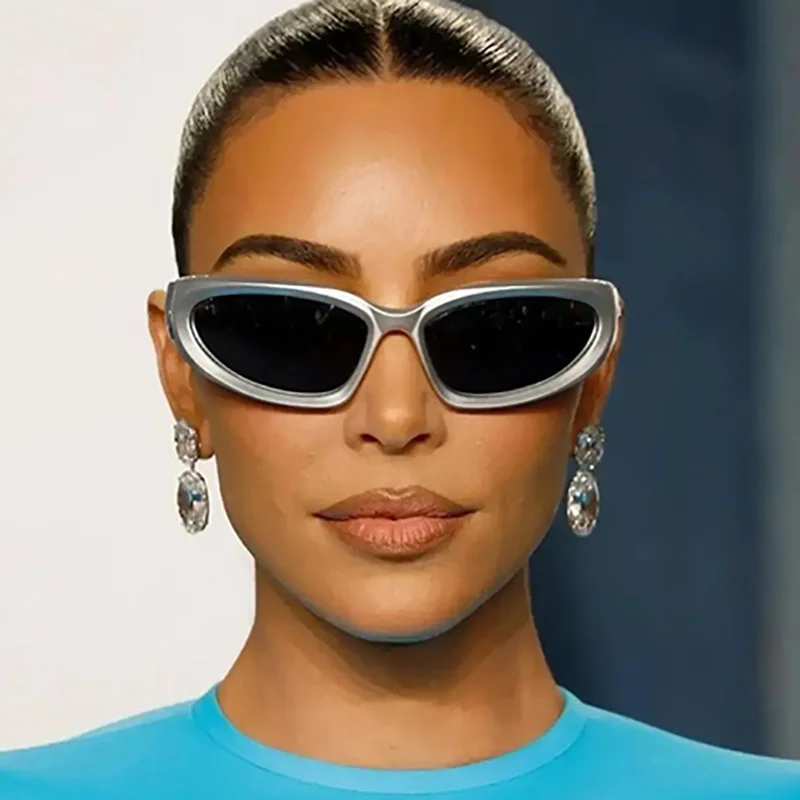 

Superhot Eyewear 20745 Fashion Silver Mirror Oval Sport Sun Glasses Steampunk Black men and women Wrap around Sunglasses