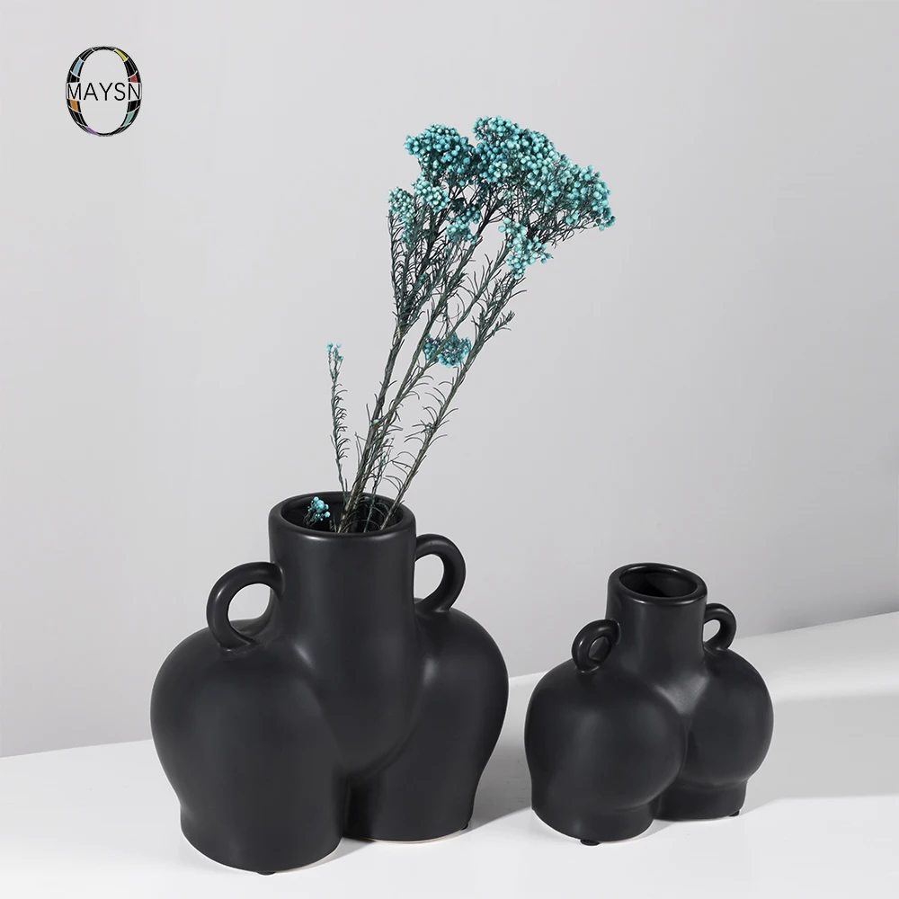 

Ceramic Body Vase Black Female Vase home item Body Planter Art Decor Butt Vase statues home decor Matte Porcelain Decor