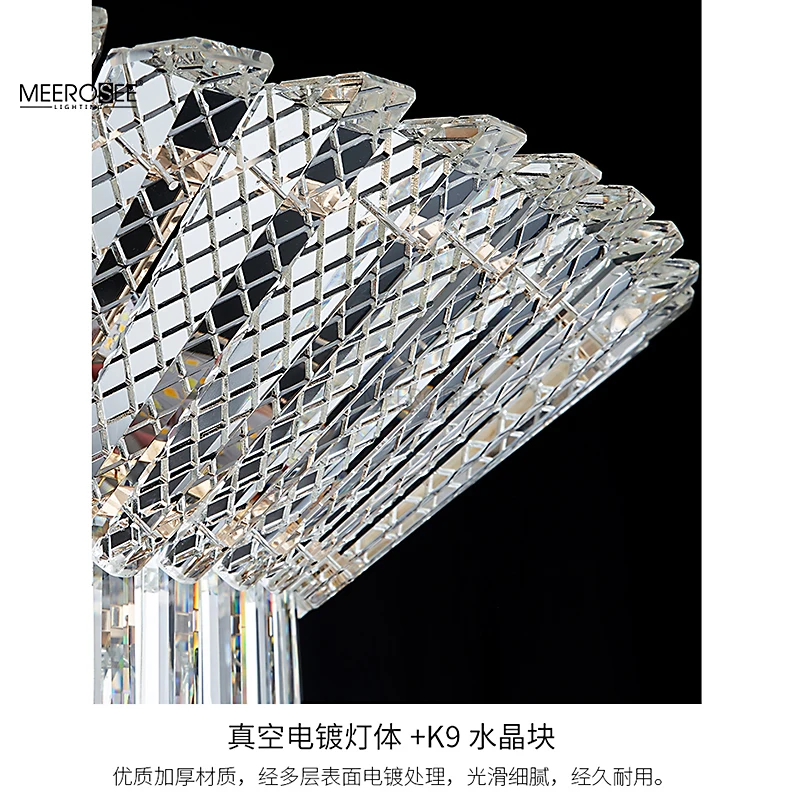 MEEROSEE Crystal Pendant Light Round Shape Living Room Light Crystal Hanging Light for Home MD92899