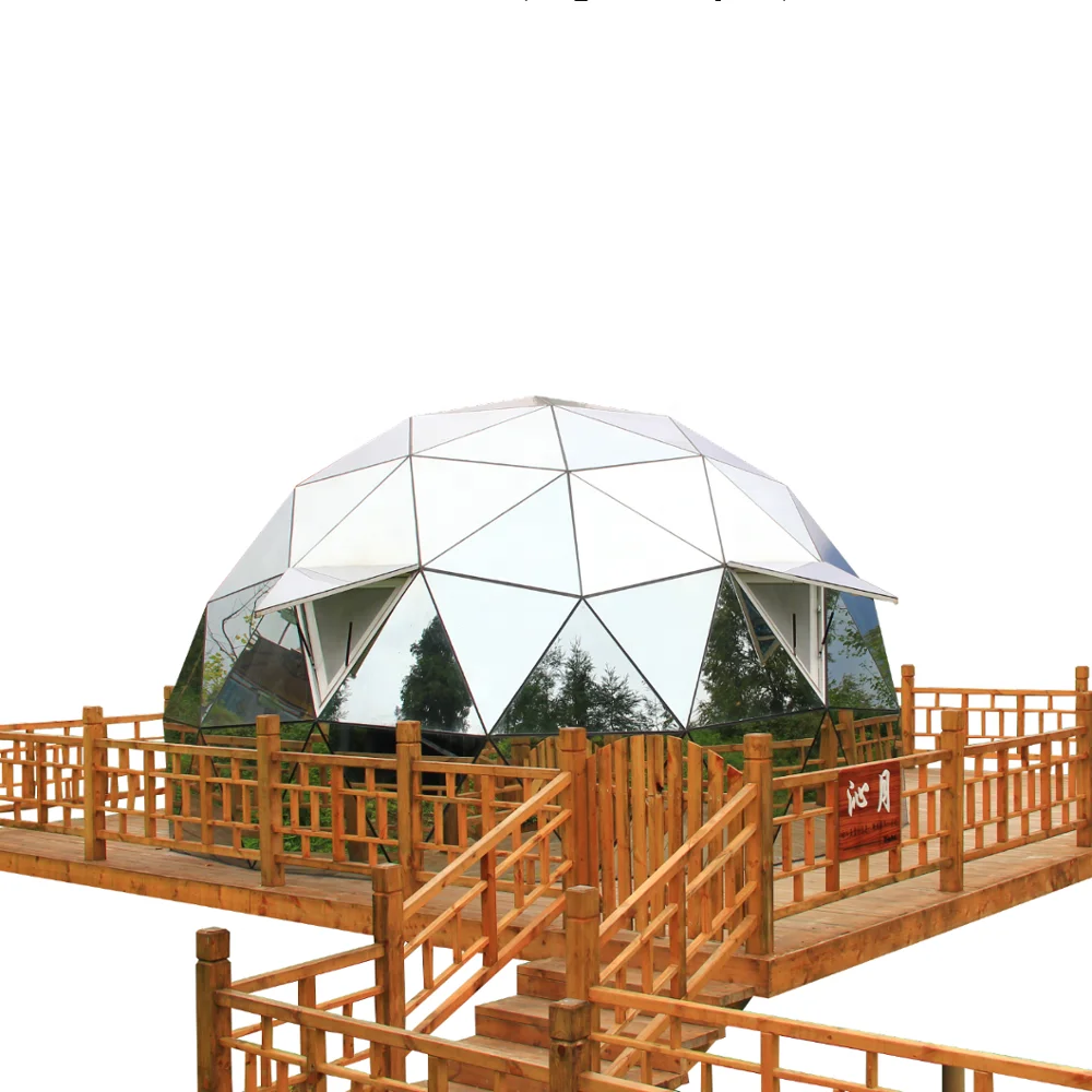 

High quality aluminium alloy structure luxury hotel glamping resort 6m glass dome house, White or customized