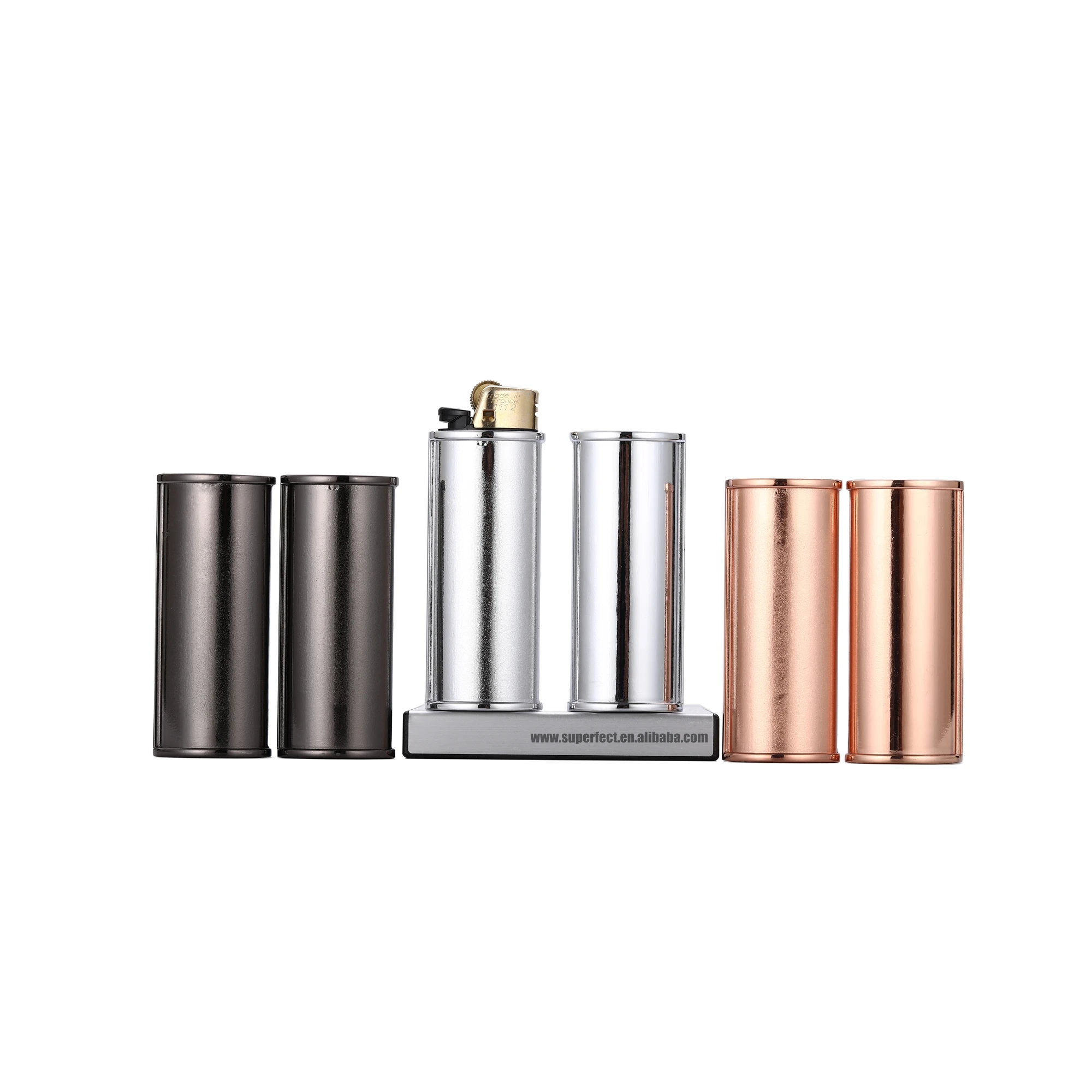 

Hot selling in US plain rose gold sleeve cover metal lighter case