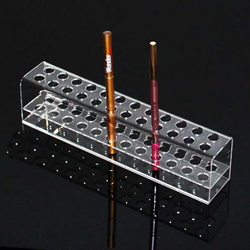 

24-hole Eyeliner Makeup Brush Storage Rack Eyebrow Pencil Display Stand Desktop Ballpoint Pen Makeup Brush Finishing Rack, As photo
