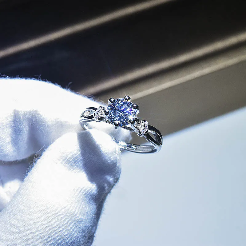 

Fashion Adjustable Heart-shaped Ring For Women Mossang Diamond Opening Wedding Ring Jewelry