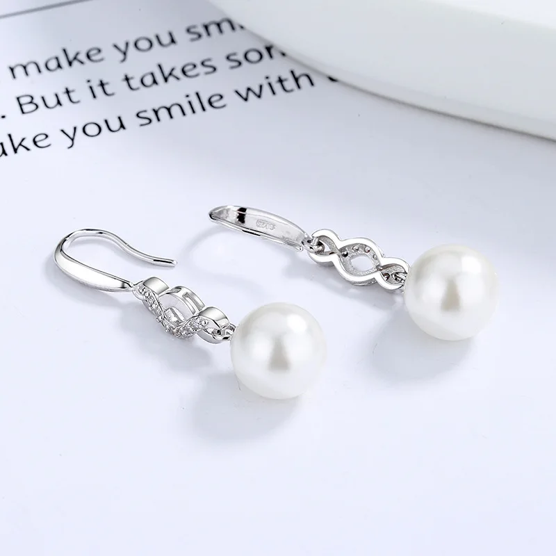 

2023 925 Sterling Silver Freshwater Pearl Fashion Long Zircon Drop Earrings 18k Gold Plated Jewelry Gifts for Women