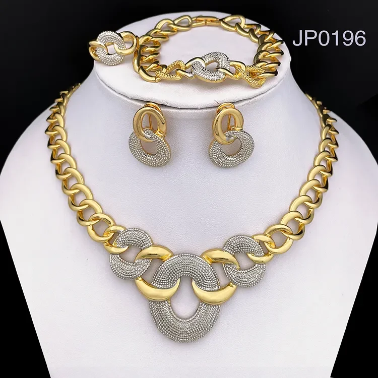 

Hot Sale Bridal Fashion Gold Jewelry Sets for Women Western Jewelry Display Set Wedding Jewellery Earrings Necklace Jewelry Set