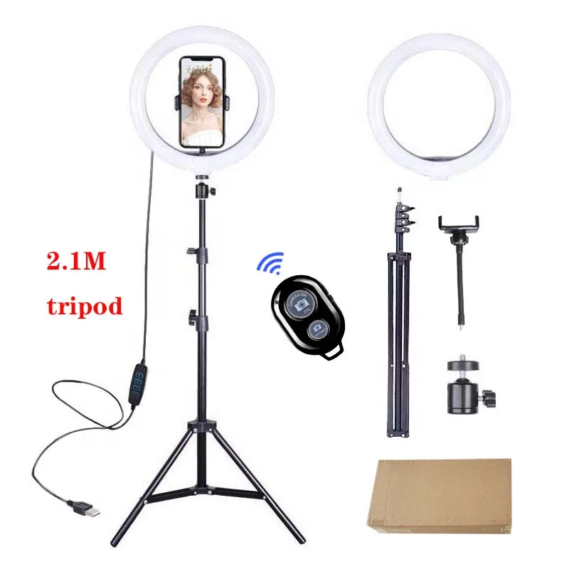 

for tiktok selfie ring light with Tripod Stand 2m 8 inch 80pcs LED ring light with cell phone holder, Black