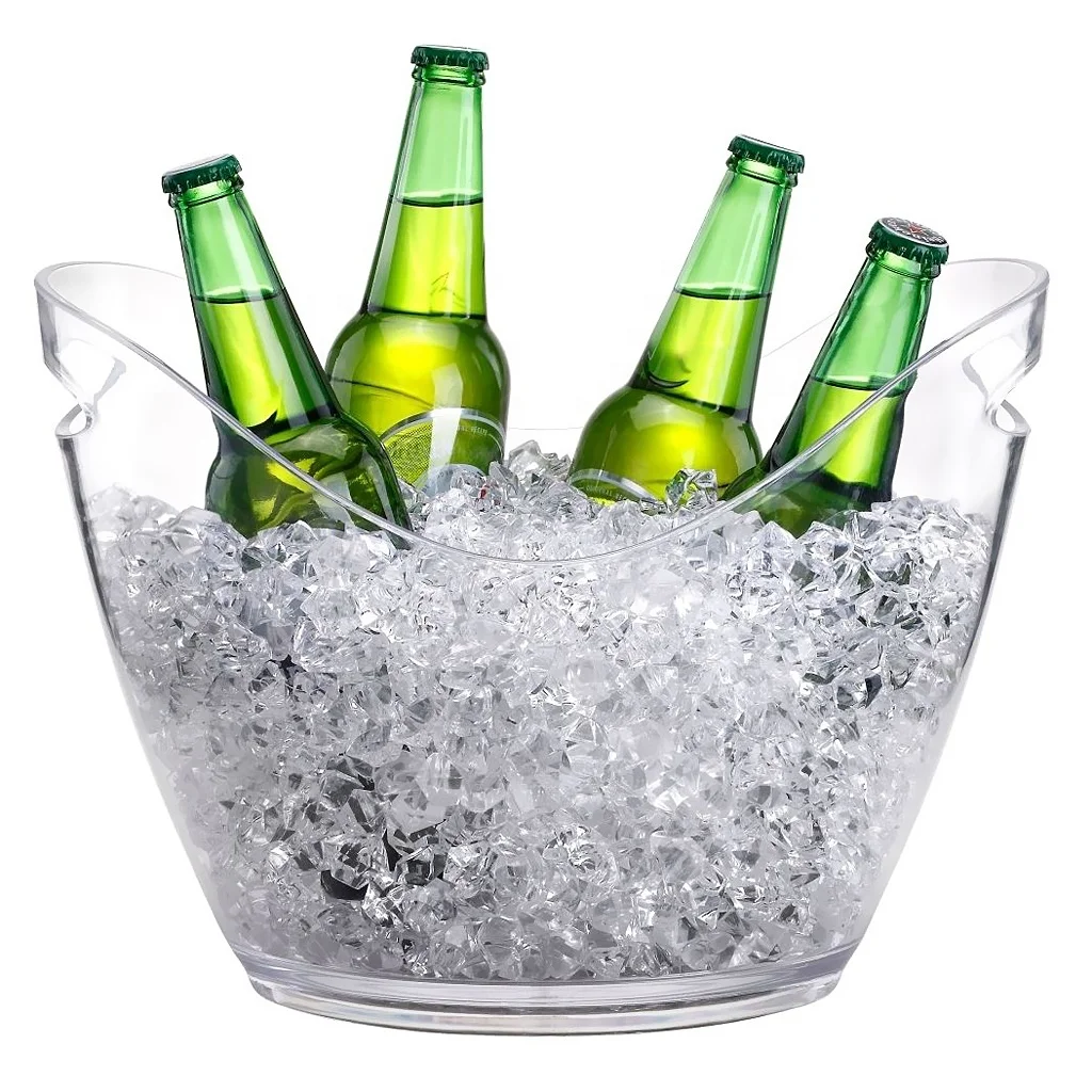 

Home Bar Wine Champagne Ice Cooler Transparent Tub Clear Plastic Ice Bucket