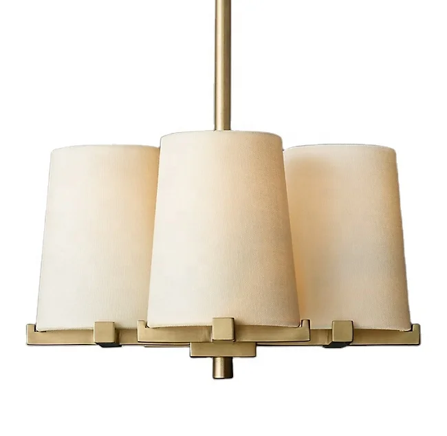 

Decorative Modern Indoor Ceiling Lamp Clear Glass Hotel Pendant Lights Vintage Pauillac Fabric Shade Pendant CZ2813F/4, Nickel, brass, bronze