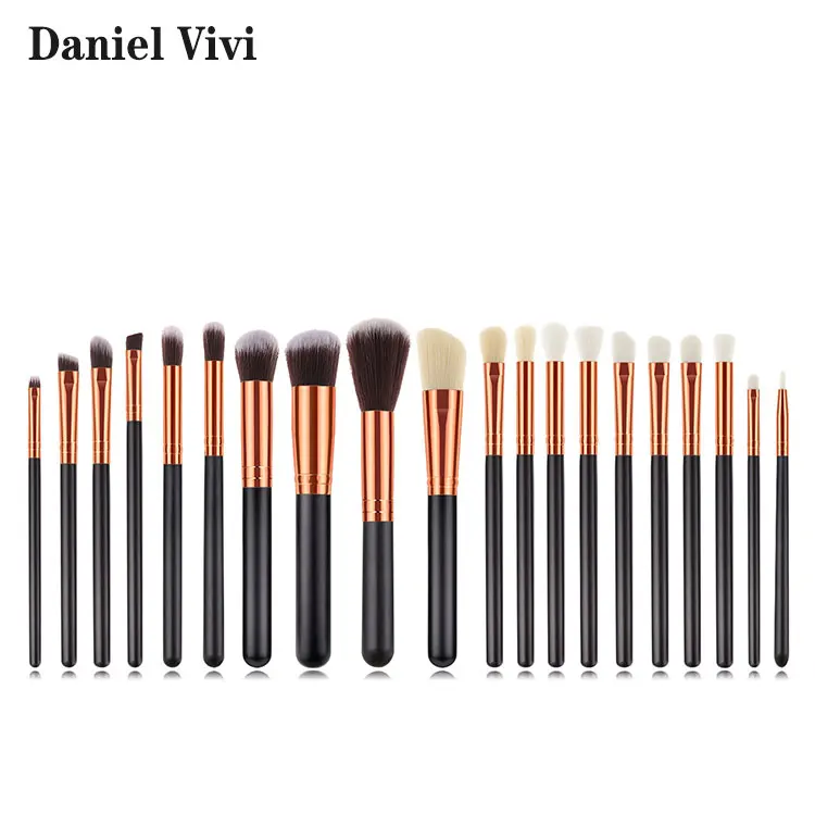 Private Label 20pcs Black Handle Makeup Brush Set Custom Logo Make UP Brushes