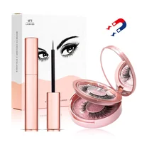 

Magnetic false eyelash set 3D magnet eyelash 2 pair of magnetic eyeliner lash kit