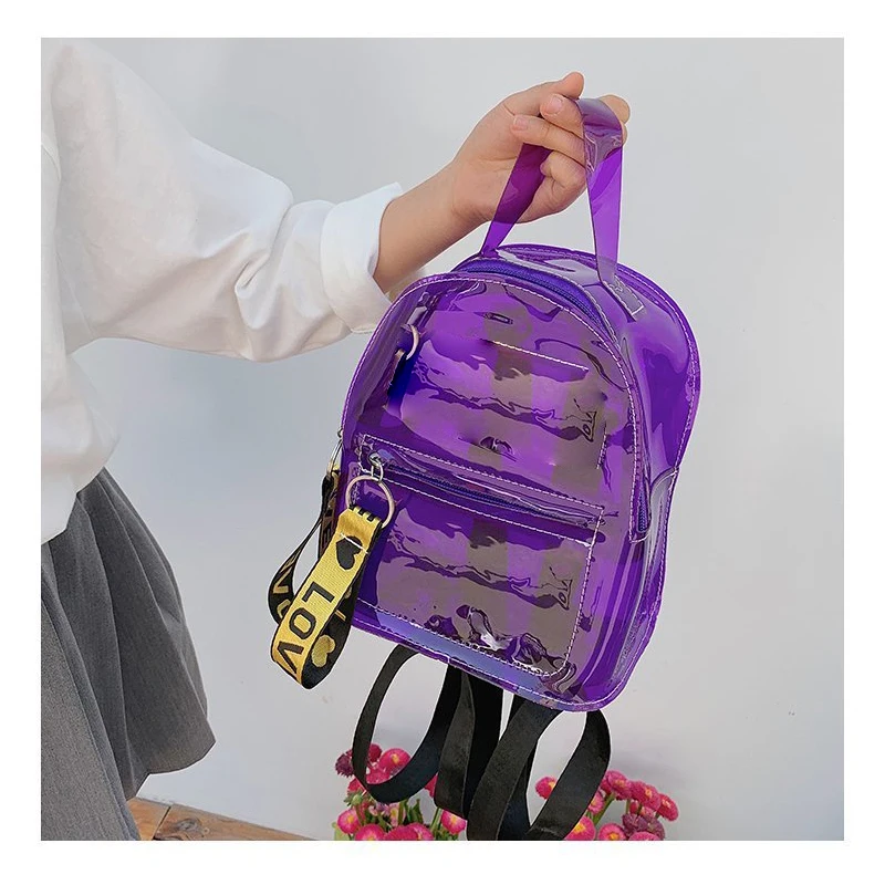 

2021 Trendy Small Women Cute Transparent PVC Backpack Little Girls Waterproof High Quality Colorful Backpack
