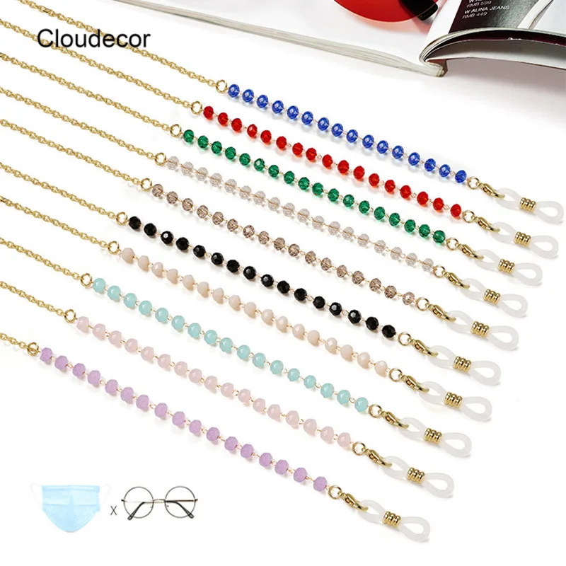 

Black Crystal Sunglasses Chain Mask Chain Handmade Lanyard Accesorios De Gafas Metal Crystal Holder Mens Black Chain Eye Glass