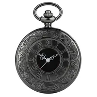 

Wholesale Black Roman Numerals UP Dial Mens Pocket Watch with Watch Chain