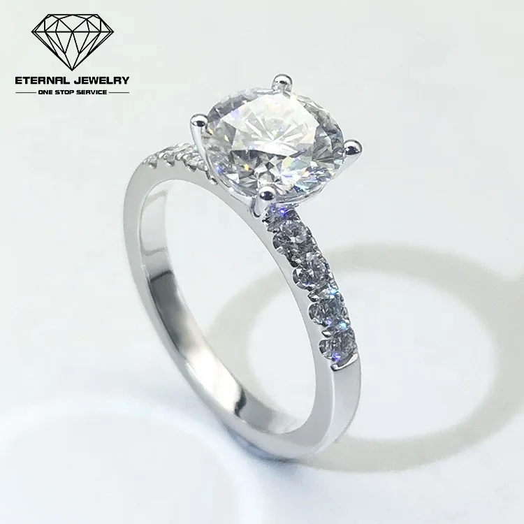

Custom Ladies Women 9k 10k 14k 18k Solid Gold White 1.5ct 7.5mm Round D VVS Color Moissanite Lab Diamond Engagement Wedding Ring