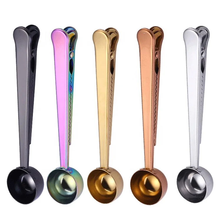 

Food Grade Metal Copper Brass Gold Coffee Scoop Clip and Milk Spoon, Customized colors