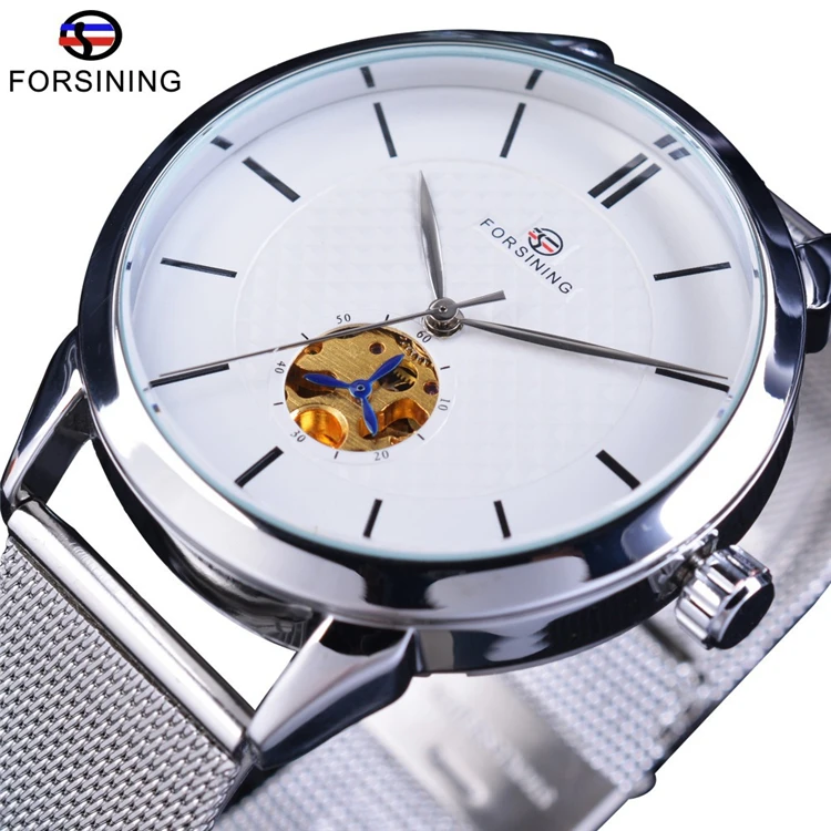

FORSINING GMT967 Top Luxury Brand 2 Dail Minimalist Auto Mechanical Mens Watches Genuine Leather Belt Clock Relogio Masculino