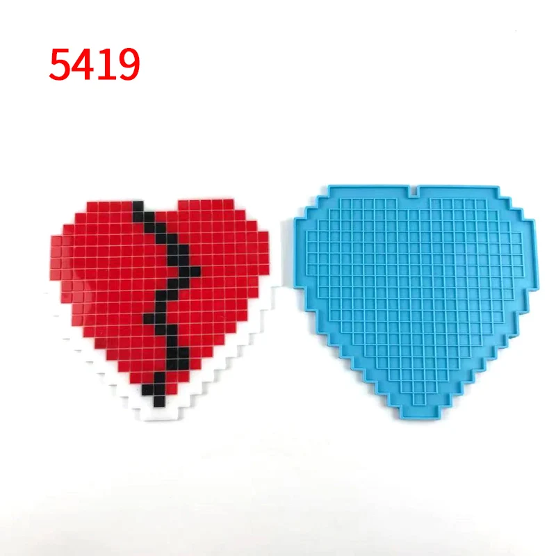 

5419 heart Pixel puzzle creativity Rolling Tray Silicone Mold for Resin Mold Diy Handmade, Random