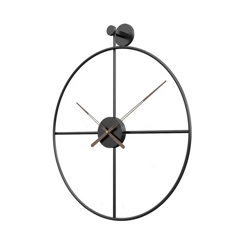 

Hot Selling Minimalist Single Ring Living Room Entryway Dining Room Decorative Round Iron Wall Clock, Gold, black