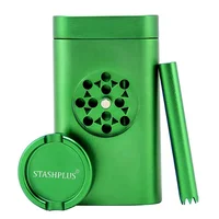 

Portable Stash Holder Aluminum Magnetic Lid for Smell Proof | Special Design with Mini Grinder