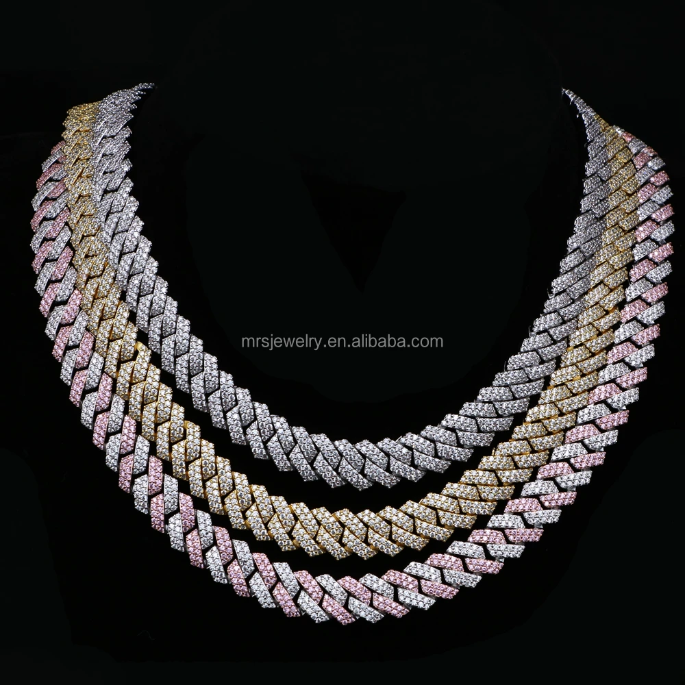 Misterjewelry Wholesale Two Tone Moissanite Diamond Cuban Link Chain