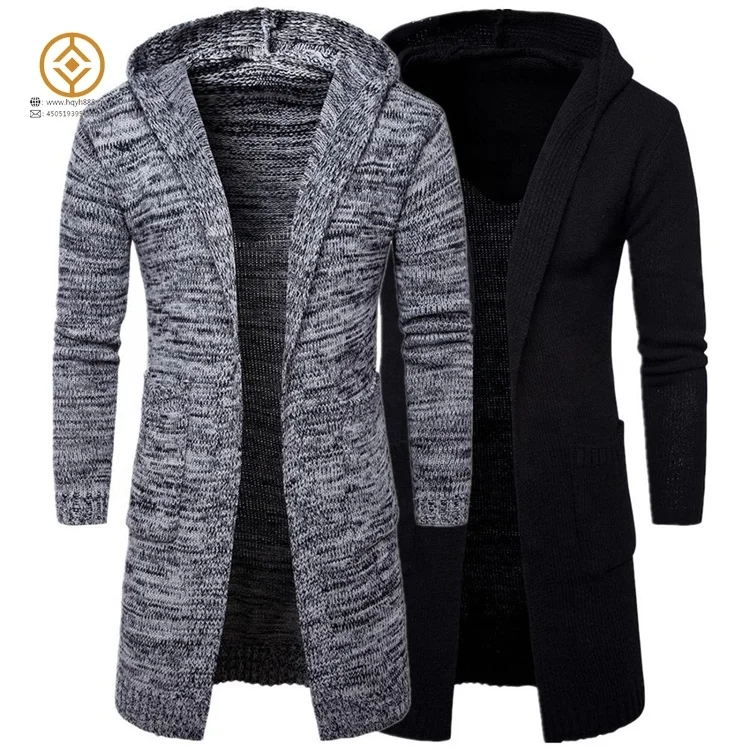 

Men's Hooded Cardigan Sweater Coat Thickening Trend Euramerican Sweater Men's long Trendy European and American, Color chart