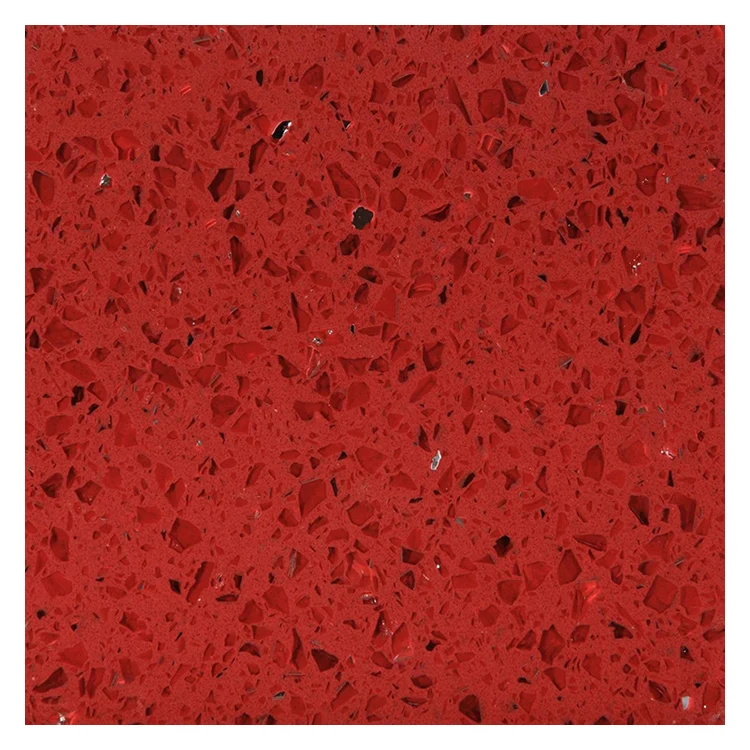 Red Sparkle Quartz Stone Countertops Floor Tile For Resident And
