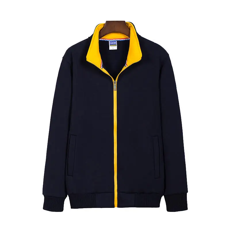

High quality custom design wholesale custom men's with pocket zipper stand up collar long sleeve hoodies 2021