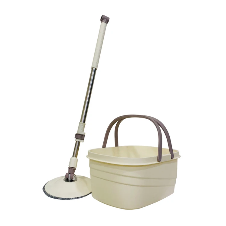 

A3496 Hand Free Easy Use Self-washed Magical Swob Cleaning Rubber Squeeze Rotating Mop Mop And Bucket Set, White