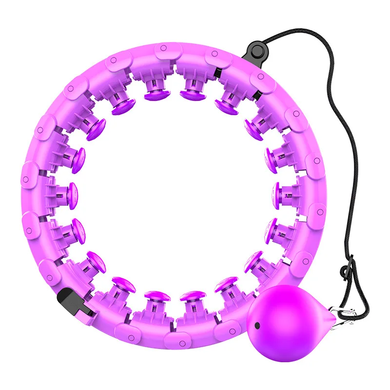 

New Hot-sale 24Sections Detachable Adjustable Hula Loop 360 Degree Massage Hula Ring Home Gym Fitness Slimming Waist Hula Circle, Pink/purple/blue