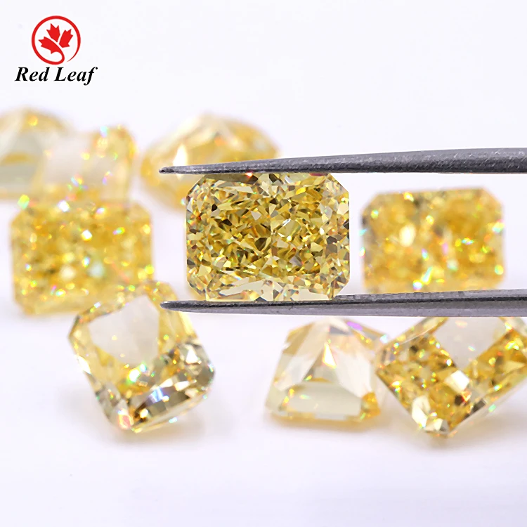 

Redleaf Gems American zircon material synthetic diamond Top Radiant cut CZ gems yellow cubic zirconia stones