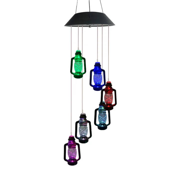 

Outdoor Solar Powered Hanging Garden LED Color changing solar lantern wind chime lights for window