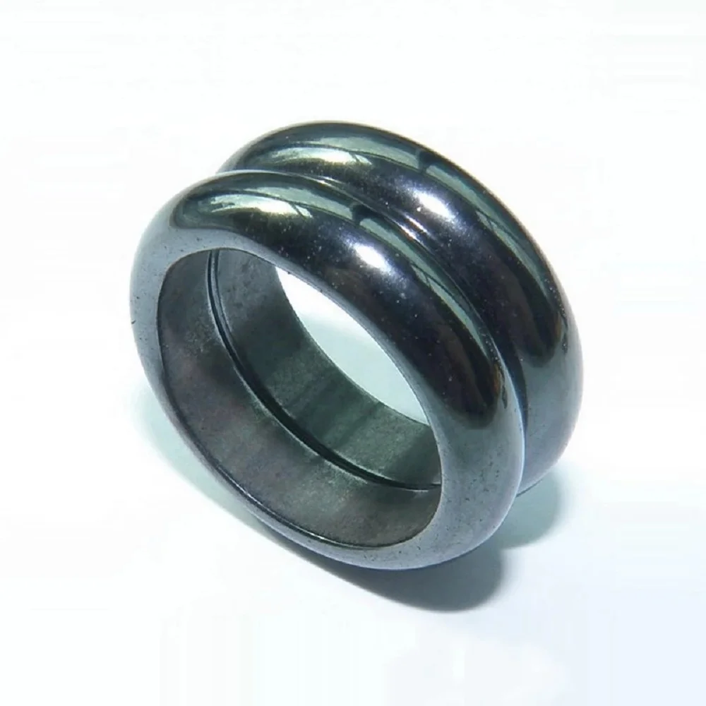 

Wholesale Hot Selling Magnetic Hematite Health Rings Natural Black Healing Power Hematite Ring for Women Men