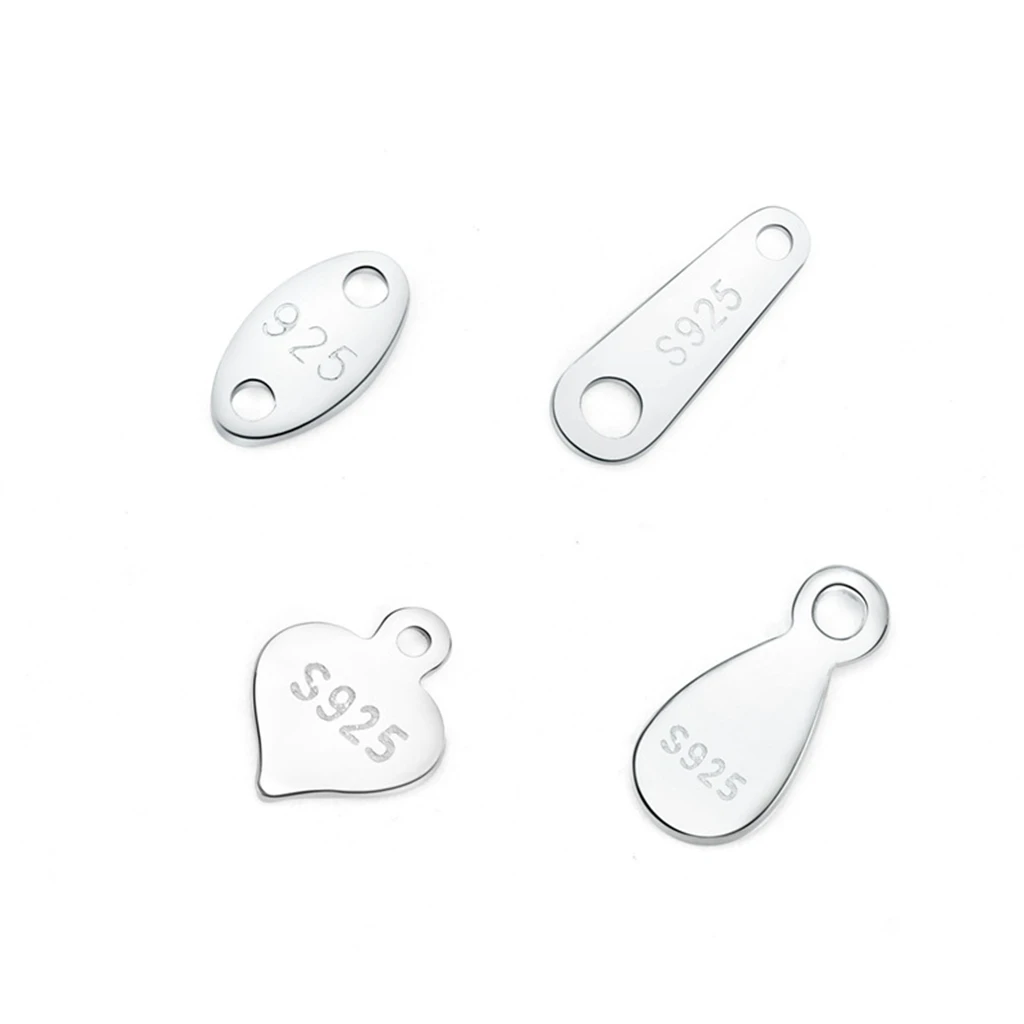 Sterling Oval Heart Water Drop Shape Jewelry Connectors For Bracelet Necklace Ending Extension Tail Chain Diy Making 925 Silver