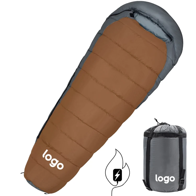 

Matmo Automatic heating Waterproof camping sleeping bag for camping, Dark green + gray;customizable
