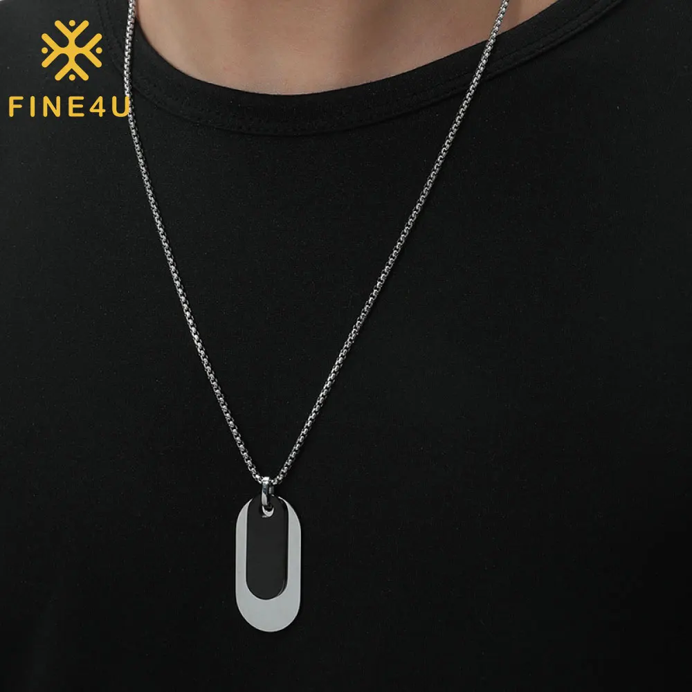 

Hip Hop Dog Tags Pendant Men's Necklace Stainless Steel Double Army Brand Personalizados Masculino Colar
