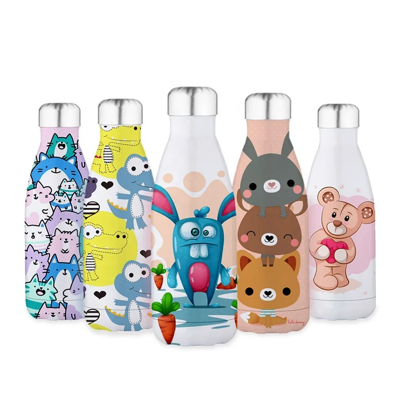 

Kids Custom Logo Stainless Steel Double Wall Vacuum Insulated Cola Shaped Water Bottle with Straw Lid, Customized color