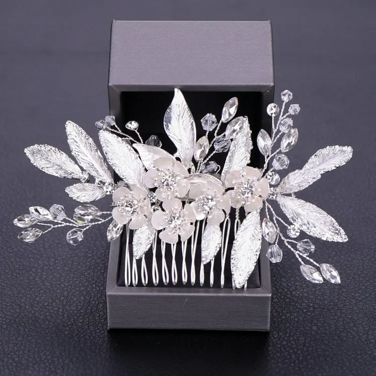 

Qushine Silver Color Pearl Crystal Wedding Hair Combs Hair Accessories for Bridal Flower Headpiece Women Bride Hair ornaments Je