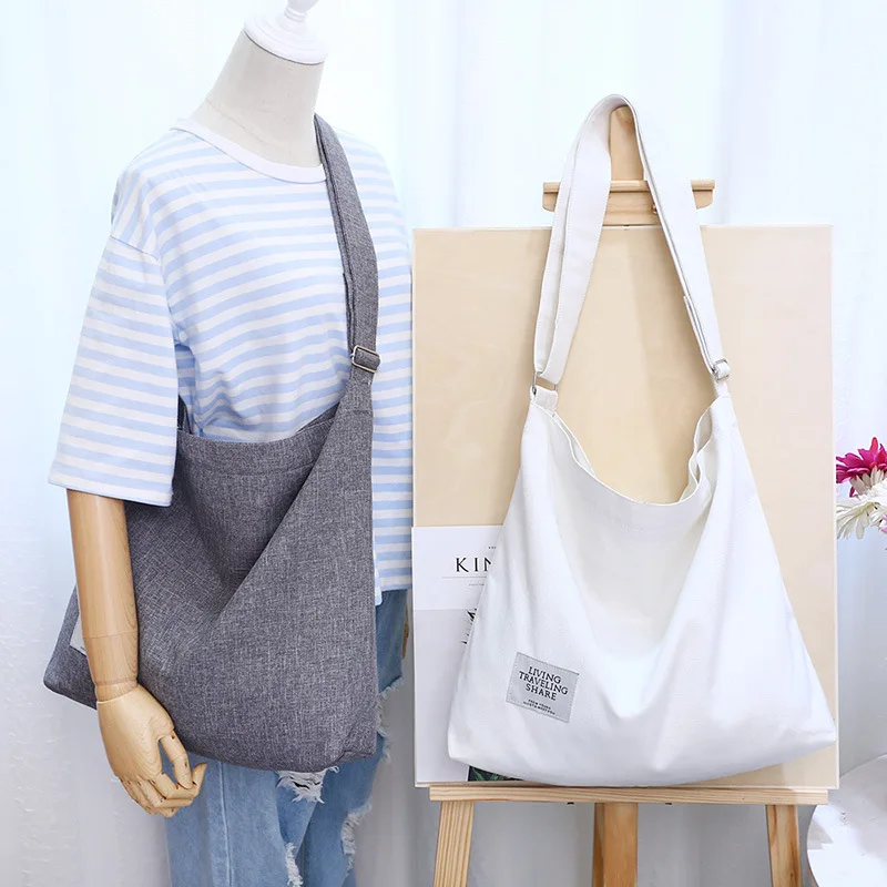 

Custom Casual Style Blank Soft Chest White Crossbody Shoulder Plain Canvas Beach Tote Bag Student All-Match Retro Canvas Bag, Dark blue/grey/pink-purple/white/black/yellow/red/beige