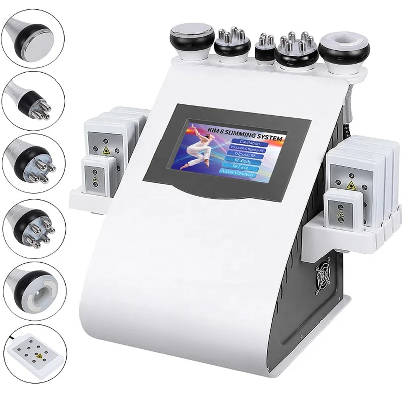 

6in1 Liposuction Lipocavitation Ultrasonic Kim 8 System Profecional Cavitacion Y Radiofrecuencia 40k Slimming Cavitation Machine, White