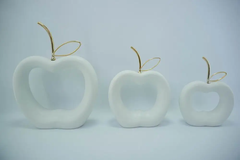 Ceramic Wholesale Artificial Fruit apple and pear colorful  tabletop Home decoration