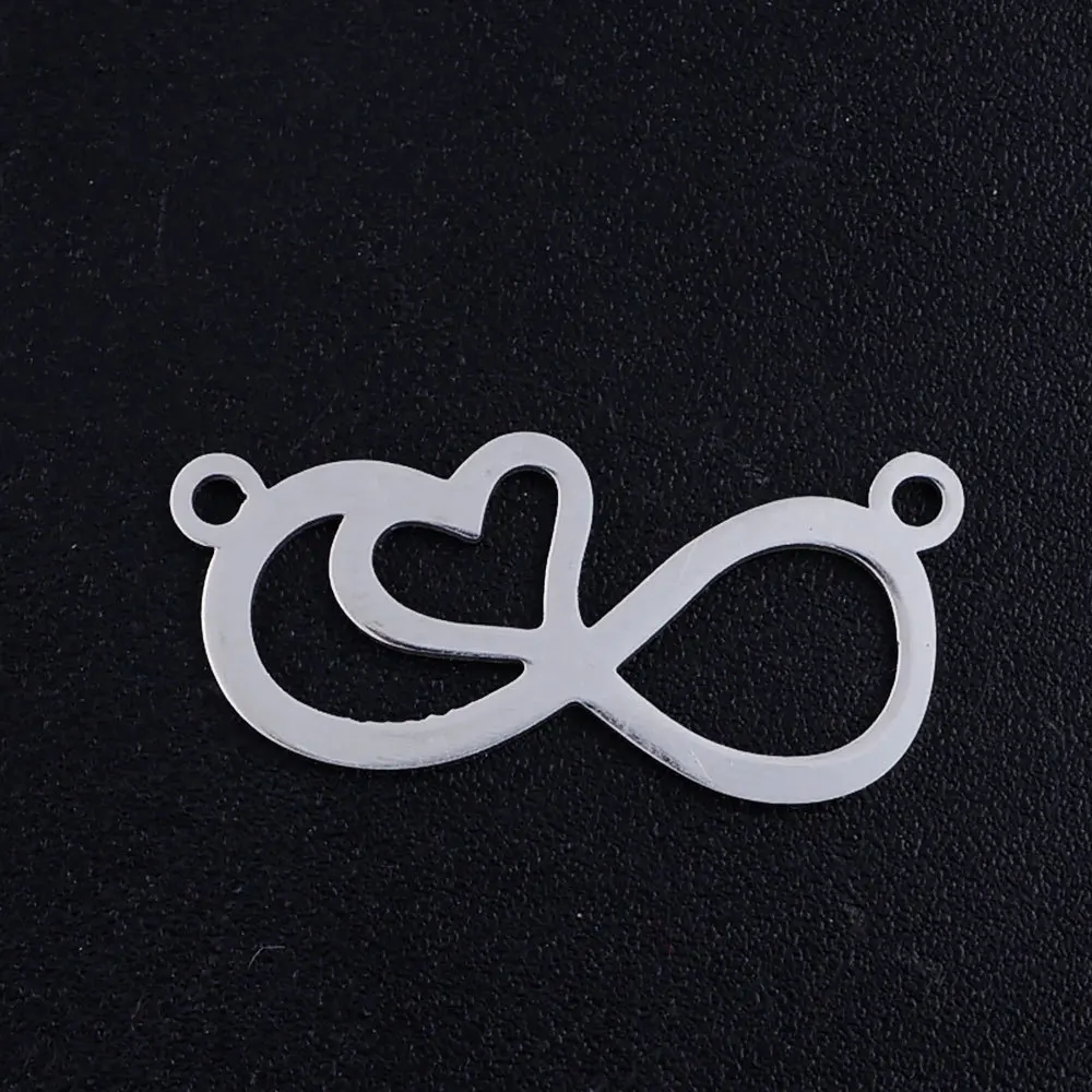

5Pcs/Bag Diy Stainless Steel Heart 8 Word Pendant For Charm Jewelry Making