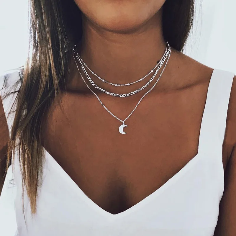 

Fashion silver Moon Necklace For Women wholesale N205313