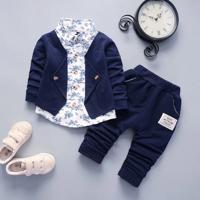 

New Design toddler boys casual Suit set Boys clothes set printed Suit infant boys Children Clothing Set, Picture shows