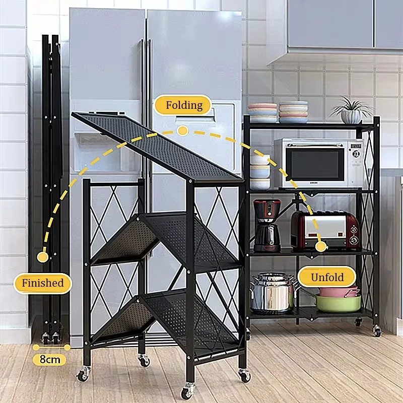 

3/4/5 Layer Metal Rack Plant Display Shelving with Folding Design Rack, Black